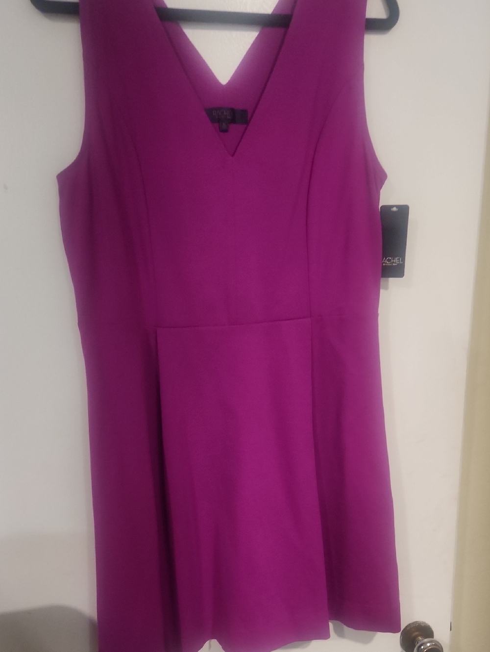 Rachel Kate Sleeveless V-Neck Fuchsia A-Line Dress